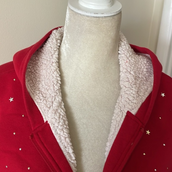 OLD NAVY Girls Jacket, Red with Star Accents and Sherpa Lining. Size 18 - Picture 4 of 13